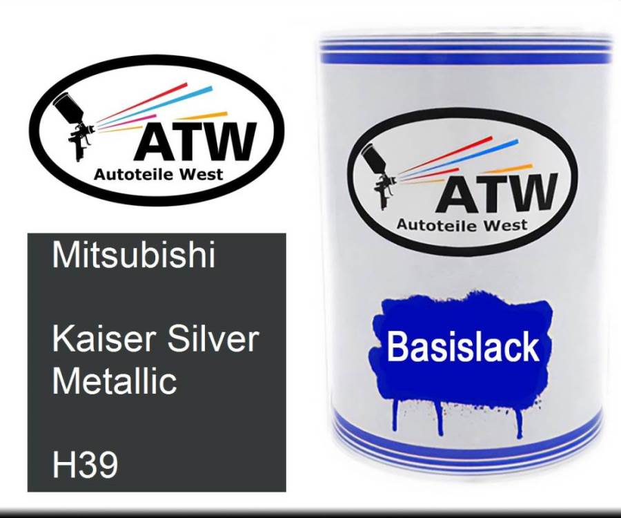 Mitsubishi, Kaiser Silver Metallic, H39: 500ml Lackdose, von ATW Autoteile West.